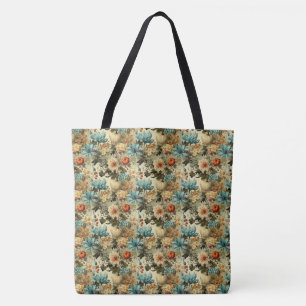 Tote Bag Floral Thanksgiving Motif Vintage (5)