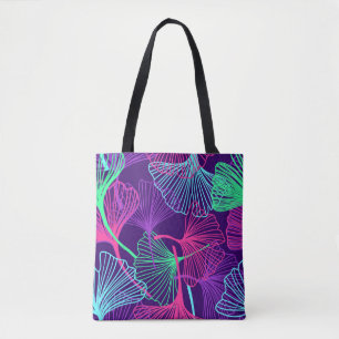 Tote Bag Floral Tropical Gingko Feuilles arrière - plan en 