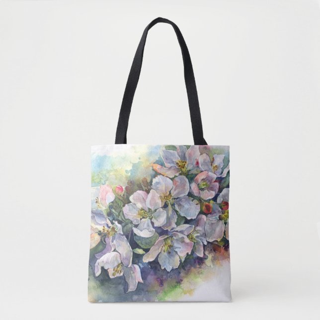 Tote Bag Flore d'aquarelle floraison pommier flux mariage (Devant)