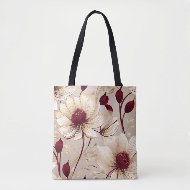 Tote Bag Flore Délicieuse Avec Fleurs Bourgognes (Devant)