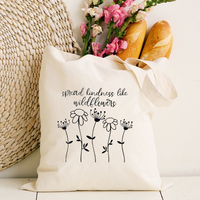 Tote Bag Flore Étalé (Spread kindness like wildflowers! A pretty tote bag with a positive message.)