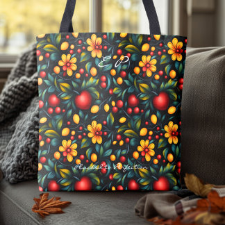 Tote Bag Flore traditionnelle Khokhloma avec touche moderne