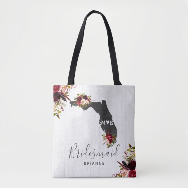 Tote Bag Florida State Destination Rustique Mariage Monogra (Devant)