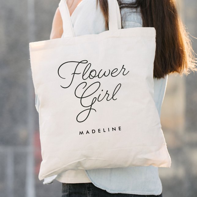 Tote Bag Flower Girl Simple Mariage de calligraphie (Créateur téléchargé)