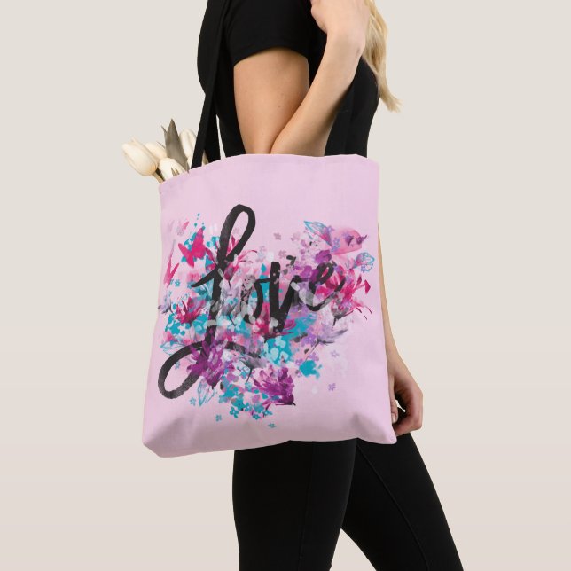 Tote Bag Flower Heart Love (De près)
