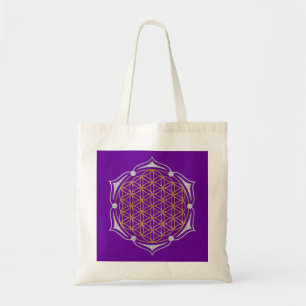 Tote Bag Flower Of Life - Lotus or argent