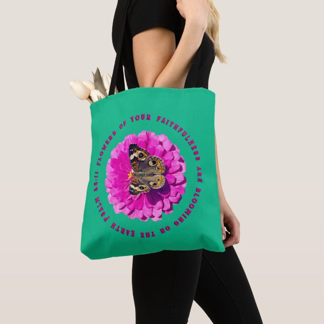 Tote Bag Flowers of Your Faithfulness Psalms Butterfly (De près)