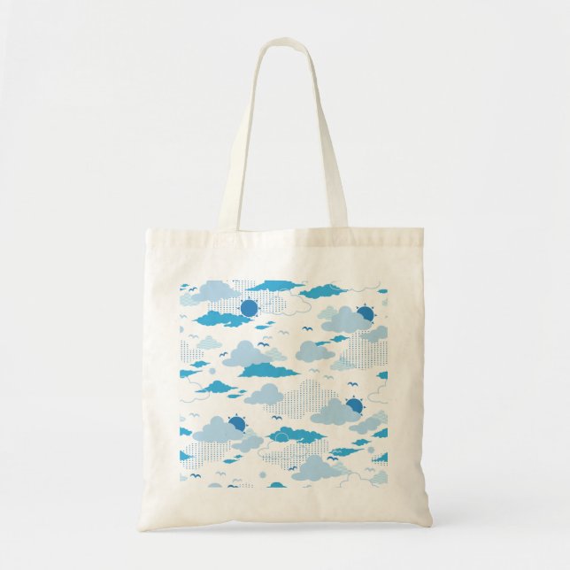 Tote Bag Fluffy Cloud Sunny White Sky Motif (Devant)