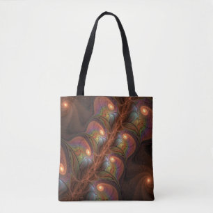 Tote Bag Fluorescent coloré Abstrait Trippy Brown Fractal