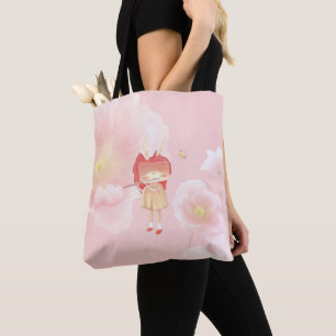 Tote Bag Flûte printanière : Fille lapine jouant de la musi