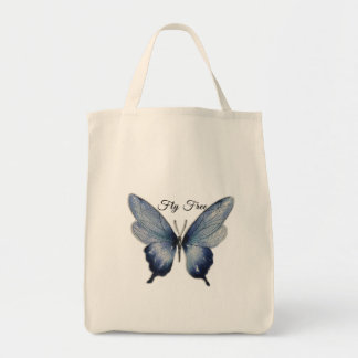 Tote Bag Fly Free – Blue Butterfly Art Design
