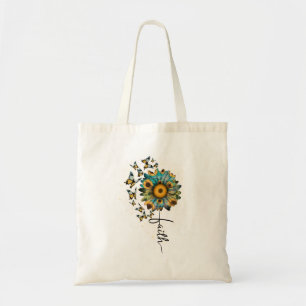 Tote Bag Foi Fleurs de soleil papillons chrétien Religieux