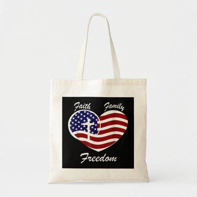 Tote Bag Foi Liberté familiale Drapeau américain Jour patri (Devant)