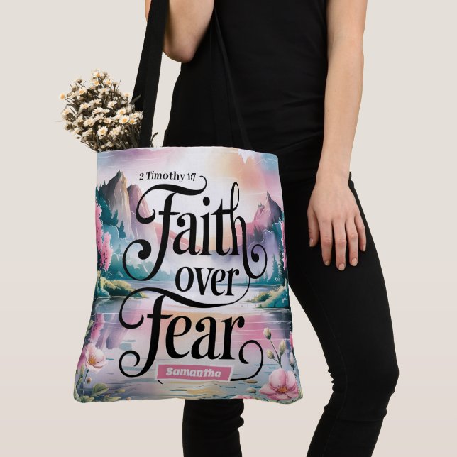 Tote Bag Foi personnalisée sur la peur Femmes chrétiennes (De près)