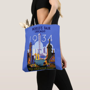 Tote Bag Foire mondiale de l'Art Déco vintage Chicago 1934