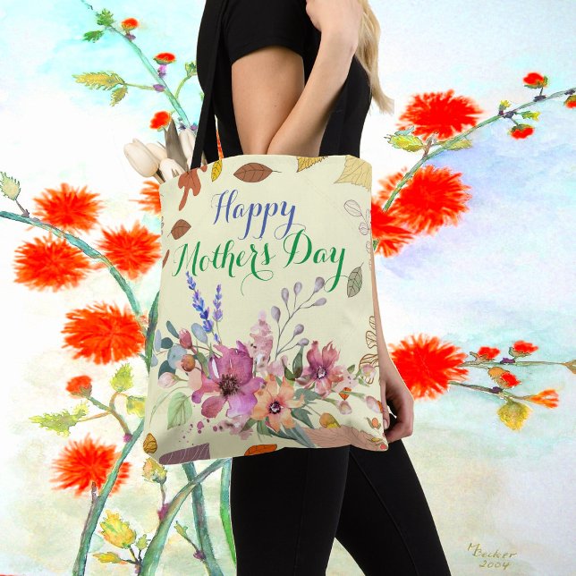Tote Bag Foliage de verdure botanique Joyeuse Fête des mère (Créateur téléchargé)