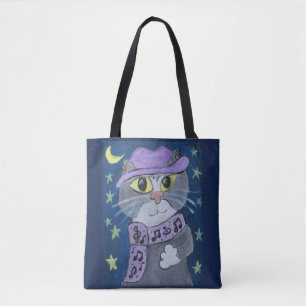 Tote Bag Folk Art Jazz cat