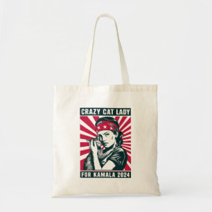 Tote Bag Folle Dame aux Chats Pour Kamala 2024 