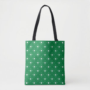 Tote Bag Fond de Noël vert étoilé