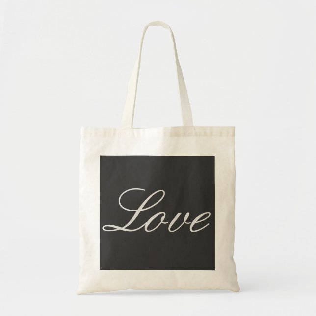 Tote Bag Fond gris élégant Mariage Amour (Devant)