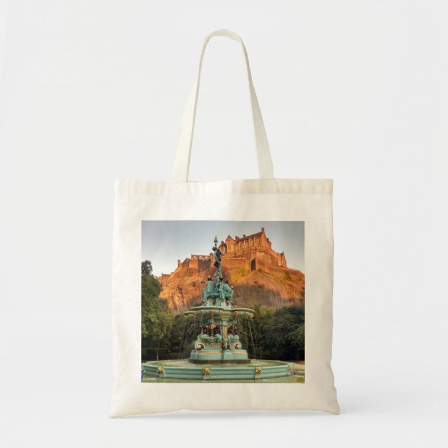 Tote Bag Fontaine du château d'Édimbourg Princes Street Gar (Devant)