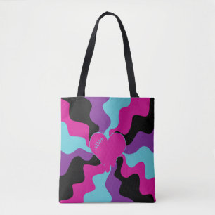 Tote Bag Fonte cardiaque - rose, violet, bleu et noir