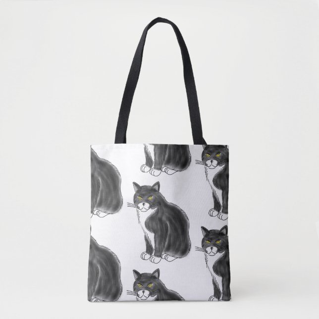 Tote Bag FooFooCat : Chat pelucheux enorme de smoking (Devant)