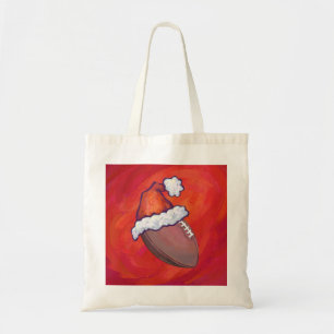 Tote Bag Football à Santa Hat sur Rouge