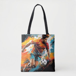 Tote Bag Football Football Action Sport Peinture Art Abstra