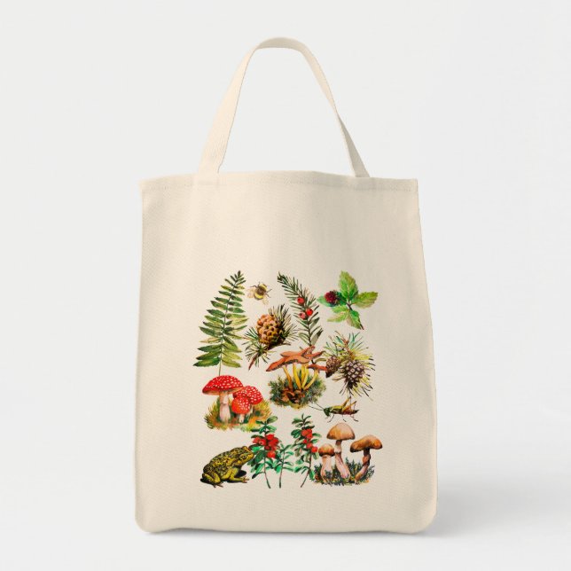 Tote Bag Forêt, champignons sauvages (Devant)