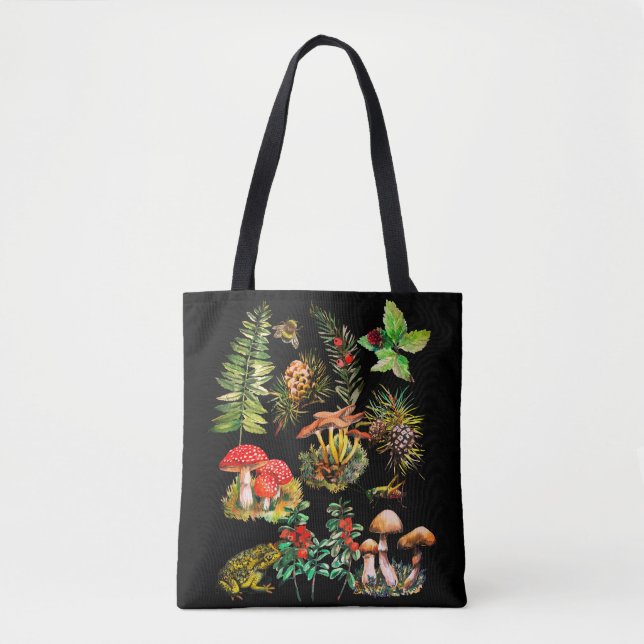 Tote Bag Forêt, champignons sauvages (Devant)