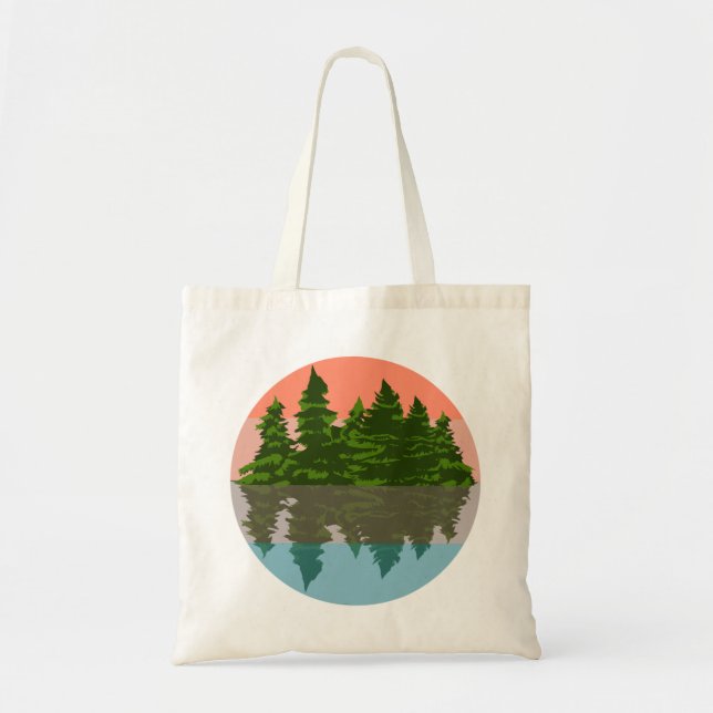 Tote Bag Forêt Coucher Nature Pins Arbres (Devant)