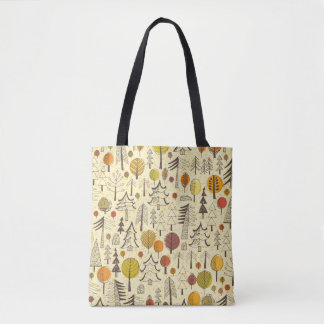 Tote Bag Forêt d'automne : Motif graphique transparent.