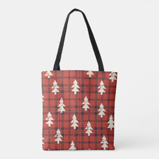 Tote Bag Forêt de Noël Plaid Fourre-tout