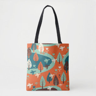 Tote Bag Forêt d'oies : Scène Vintage de la nature