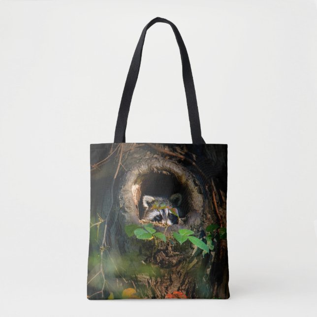 Tote Bag Forêt | Raccoon Peeking (Devant)