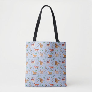 Tote Bag forfait in watercolor pattern- bambi, fox, coney