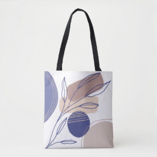 Tote Bag Formes biologiques Abstraites - Bleu et Beige