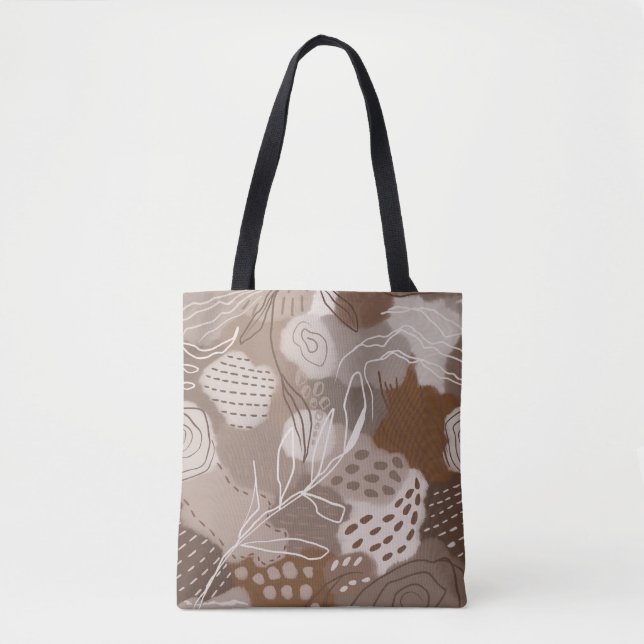 Tote Bag Formes de collage Brown au chocolat Abstrait (Devant)