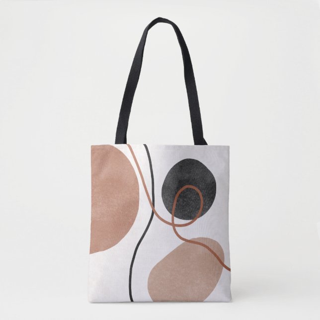 Tote Bag Formes de forme libre Abstraites - Brown et noires (Devant)
