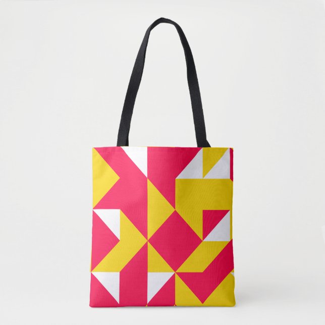Tote Bag Formes de Motif géométrique rouge et jaune (Devant)