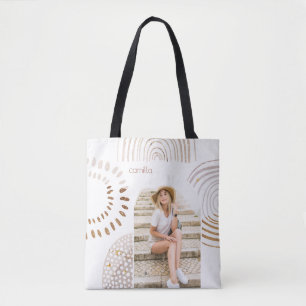 Tote Bag Formes et nom Boho avec Arche Photo