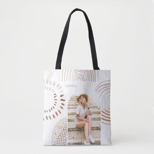 Tote Bag Formes et nom Boho avec Arche Photo (Devant)