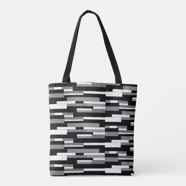 Tote Bag Formes géométriques Abstraites en noir, gris et bl (Dos)