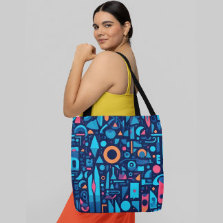 Tote Bag Formes géométriques motifs abstraites dynamiques