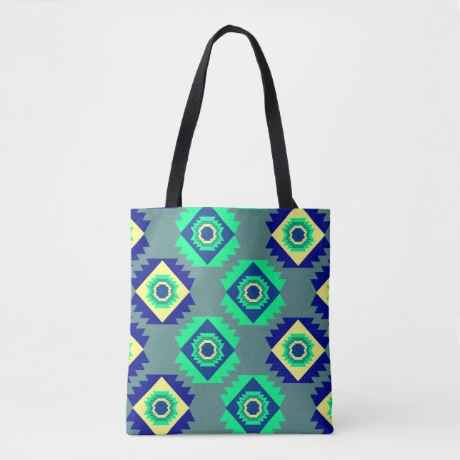 Tote Bag Formes tribales bleues (Devant)