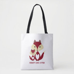 Tote Bag Fou comme un renard, Red Fox Burlap