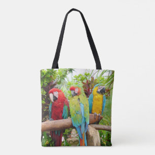 Tote Bag Foule de perroquets macaw colorés