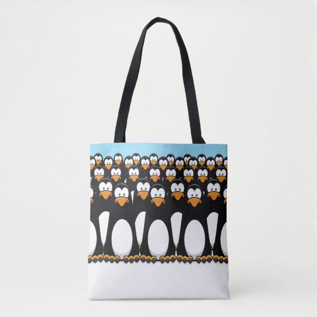 Tote Bag Foule des pingouins drôles de bande dessinée sur (Devant)