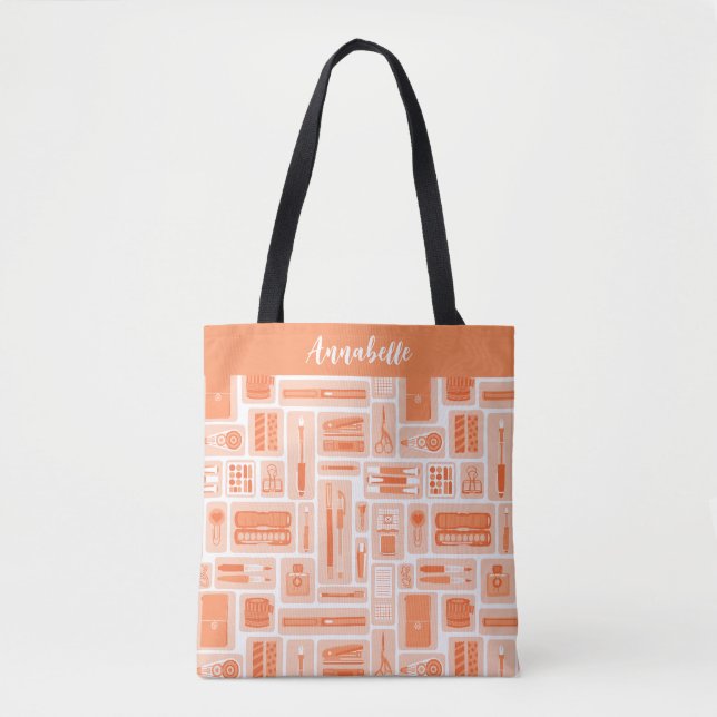 Tote Bag Fournitures d'art lunaire Motif Pêche Orange (Devant)